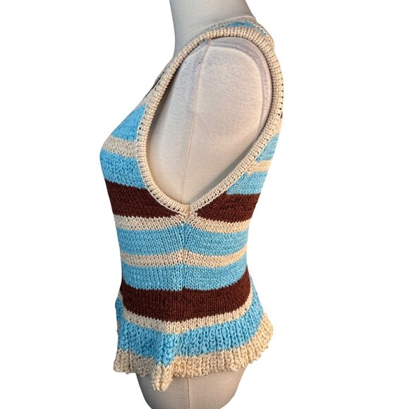 2/$30 ZARA Medium Striped Sleeveless Knit Top Brown/Beige/Blue - Picture 10 of 14